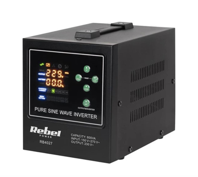 Источник бесперебойного питания REBEL POWER-800 LFP4 (ИБП) Rebel 500/800W 12v (Черный) RB-4027 (LiFePo4)