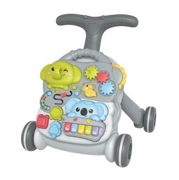 Каталка ходунки 3в1 с игровым столиком и пианино Серый