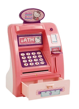 Детский игрушечный сейф Копилка с паролем Банкомат Hello Kitty Розовый