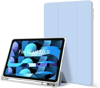 Силиконовый чехол обложка Transparent + Pencil Holder BBM1 для iPad 10 2022/2024 10,9"/iPad 11" 2025 (A16) Голубой