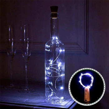 Гирлянда светодиодная нить на батарейках "Роса" с пробкой, 20 led, біле світло