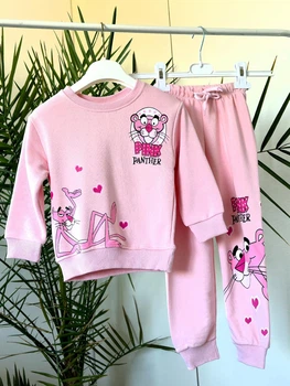 Рожевий демісезонний костюм Zara для дівчинки світшот+джогери Pink Pantera 2-3 (92-98см)