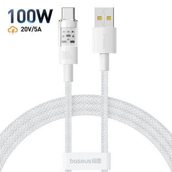 Кабель Type-C на USB Baseus Gem Series Fast Charging Data Cable (1m, 100W, 6A, 480 Mbps). White