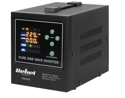 Источник бесперебойного питания REBEL POWER-500 LFP4 (ИБП) Rebel 300/500W 12v (Черный) RB-4026 (LiFePo4)