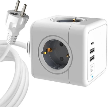 Подовжувач MicroConnect 4 Way Schuko - 2 x USB Type-A, 1 x USB Type-C 1.5 м White (MC-CUBE015USBC)