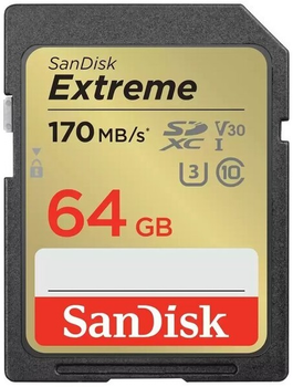 Карта пам'яті SanDisk SD 64GB C10 UHS-I U3 R170/W80MB/s Extreme V30 (SDSDXV2-064G-GNCIN)