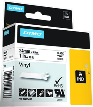 Стрічка для етикеток Dymo Rhino Coloured Vinyl 25.4 мм x 5.5 м Black/White (1805430)