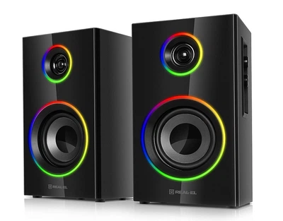 Колонки 2.0 REAL-EL S-415 black Refurbished (20 Вт, Bluetooth, подсветка)