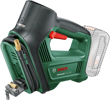 Автокомпрессор Bosch UniversalPump 18V (Baretool) с клапаном Presta, иглой для накачивания мячей и адаптером для быстрого накачивания (0603947100)