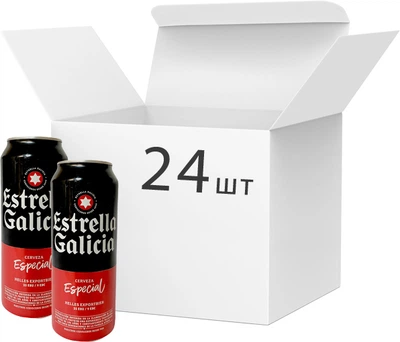 Упаковка пива Estrella Galicia EG Especial світле крафтове 5.5% 0.5 л х 24 шт. (8412598000775)