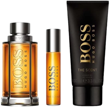 Zestaw upominkowy męski Hugo Boss The Scent For Him Woda toaletowa 100 ml + Miniaturka Woda toaletowa 10 ml + Żel pod prysznic 100 ml (3616305439550)