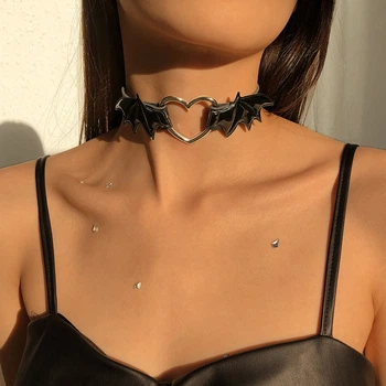 Жіночий чокер з сердечком та крилами кажана в готичному стилі Honey Fashion Accessories чорний (16-29)