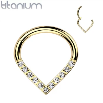 Кольцо кликер из титана Spikes RHT61-1610-GDC для пирсинга септума, трагуса, хеликса, брови (1,2мм, 10мм)