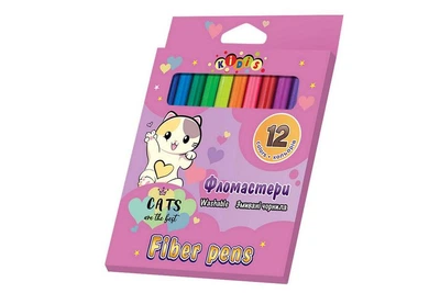 Фломастеры 12 цветов в картонной коробке Cats are the best 9161