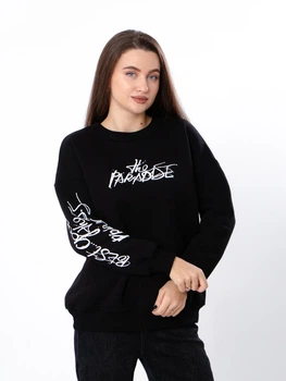 Свитшот на флисе женский Носи своє 8355-025-33 54 Черный (p-12576-181822)
