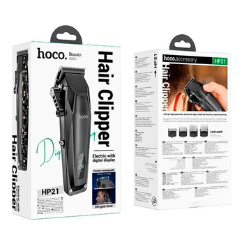 Машинка для стрижки волосся Hoco HP21 акумуляторна LED-дисплей 2000 mAh Чорний