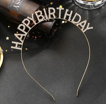 Обруч "Happy Birthday" золотой