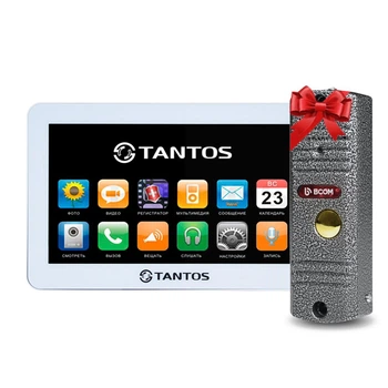 Видеодомофон Tantos Neo GSM 7" (White) + Видеопанель BCOM BT-305HR Silver