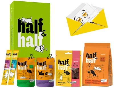 Промонабір кормів та ласощів Half&Half Дбайливий для стерилізованих кішок