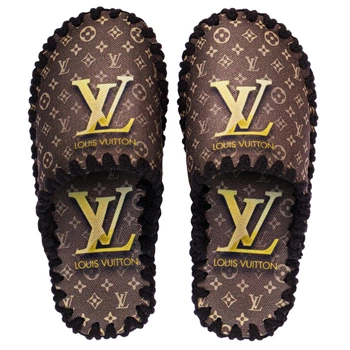 Мужские тапочки домашние с закрытым носком войлочные Louis Vuitton 36-37 ( 23-23.5 см ) коричные