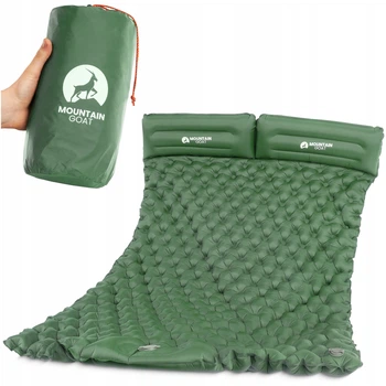 Коврик (каримат) надувной Mountain Goat 200 x 120 x 7 см двухместный со встроенным насосом Navy Green (P-5905973403573)