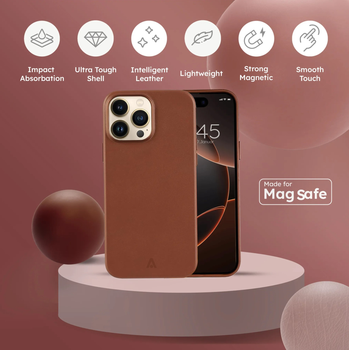 Панель alkaya LUCID MagSafe Protective Case Smart Leather для Apple iPhone 16 Pro Max Brown (CS-20181)