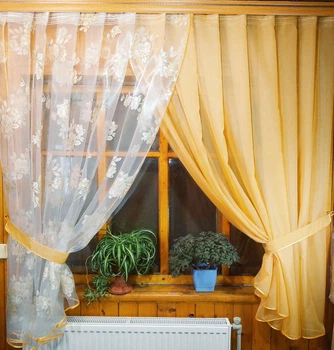 Фіранка кухонна коротка Вероніка золота троянда пісочний 500*170 см