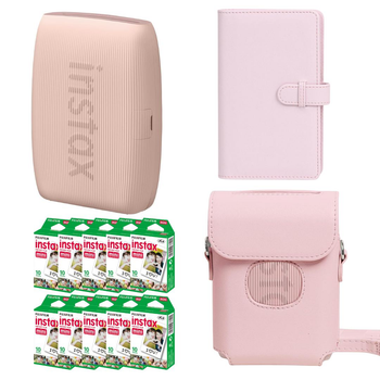 Подарунковий набір до фотопринтера Fujifilm Instax Mini Link3 Rose Pink / Чохол рожевий / Фотоальбом рожевий на 108 знімків/ Фотопапір 100 знімків