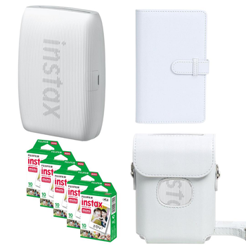 Подарунковий набір до фотопринтера Fujifilm Instax Mini Link3 Clay White / Чохол білий / Фотоальбом білий на 108 знімків/ Фотопапір 50 знімків