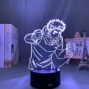 Светильник с 3D эффектом led лампа Юдзи Итадори из аниме Магическая Битва Jujutsu Kaisen ночник Годжо Сатору (100197.11)