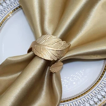 Набір каблучок для серветок Світ текстилю Листя Gold Золотистий 6 шт