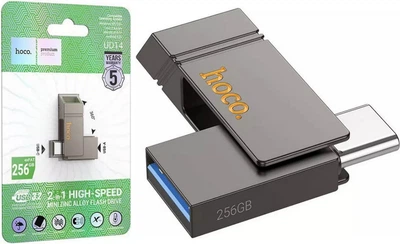 USB Флеш накопитель Hoco UD14 Clever USB3.2 TypeC mini flash drive (USB-A/TypeC) 256GB Metal Grey (38609)