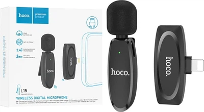 Беспроводной петличный микрофон Hoco L15 (Lightning) Black (38493)