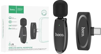 Беспроводной петличный микрофон Hoco L15 (TypeC) Black (38492)