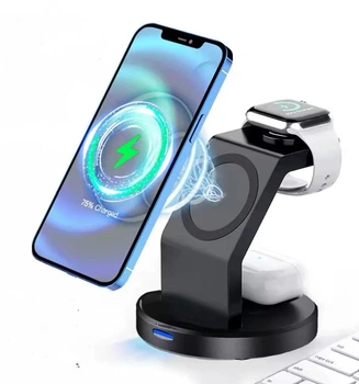 Магнитная зарядная док-станция Let's Charge зарядное устройство 3в1 для iPhone / Airpods / Apple Watch, черный "S" (94476748)