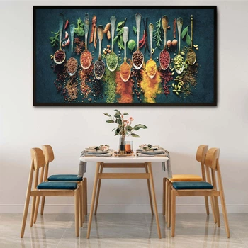 Картина для кухни Холстович Гармония Специй 30x60 см. В черной рамке