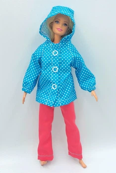 Одяг для Barbie - Костюм барбі з блакитною паркою у горошок