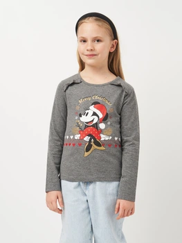 Дитячий новорічний лонгслів для дівчинки Disney HW1239 122-128 см Темно-сірий (3609086813176)