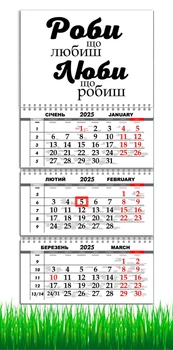 Календарь на 2025 год, Apriori ,Календарь настенный квартальный на 2025 год , на три пружины ,Мотивационный календарь, Мотиватор, 29,7х61 см , 7 вид