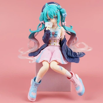 Колекційна фігурка Hatsune Miku сидяча з ПВХ пластику 15 см, статуетка Хацуне Міку декоративна для інтерʼєру