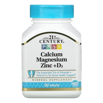 Кальций Магний Цинк и Витамин Д3 21st Century (Calcium Magnesium Zinc + D3) 90 таблеток