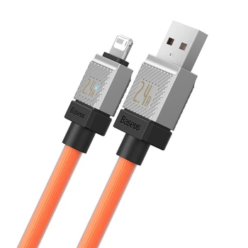 Кабель USB-A на Lightning с подсветкой Baseus CoolPlay Series Fast Charging (2m, 2.4A, 480 Mbps). Orange