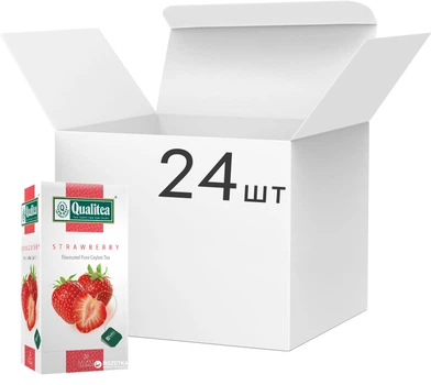 Упаковка чая фруктового пакетированного Qualitea Цейлон Клубника 24 шт по 20 пакетиков (4820053770561)