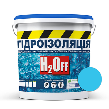 Жидкая гидроизоляция универсальная акриловая краска мастика H2Off SkyLine Голубая 3.6 кг