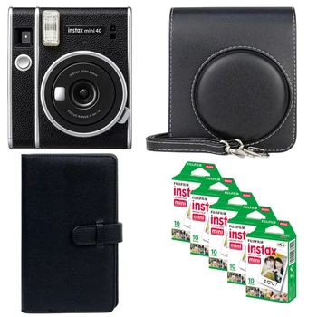 Подарунковий набір Камера для миттєвого друку Fujifilm Instax Mini 40 EX D US / Чорний чохол / Картриджі на 50 фото / Чорний фотоальбом на 108 фото