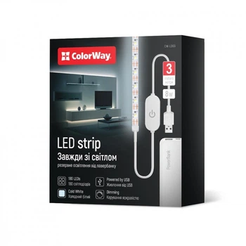 Світлодіодна LED стрічка Colorway з живленням від USB, 3м, холодний білий (CW-LD03)