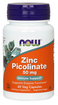 Пиколинат цинка, Zinc Picolinate, Now Foods, 50 мг, 60 капсул