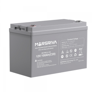 Аккумуляторная батарея Marsriva MR-PBG12-100 GEL 12 В 100 Ач, герметична, безобслуживаемая, для ИБП, инверторов и солнечных электростанций, черный корпус