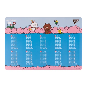 Подложка настольная 42 x 29см Yes таблица умножения Line Friends Together