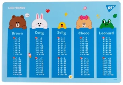 Подложка настольная 43 x 29см Yes таблица умножения Line Friends
